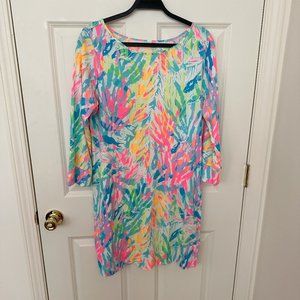 Neon Coral Long Sleeve Dress